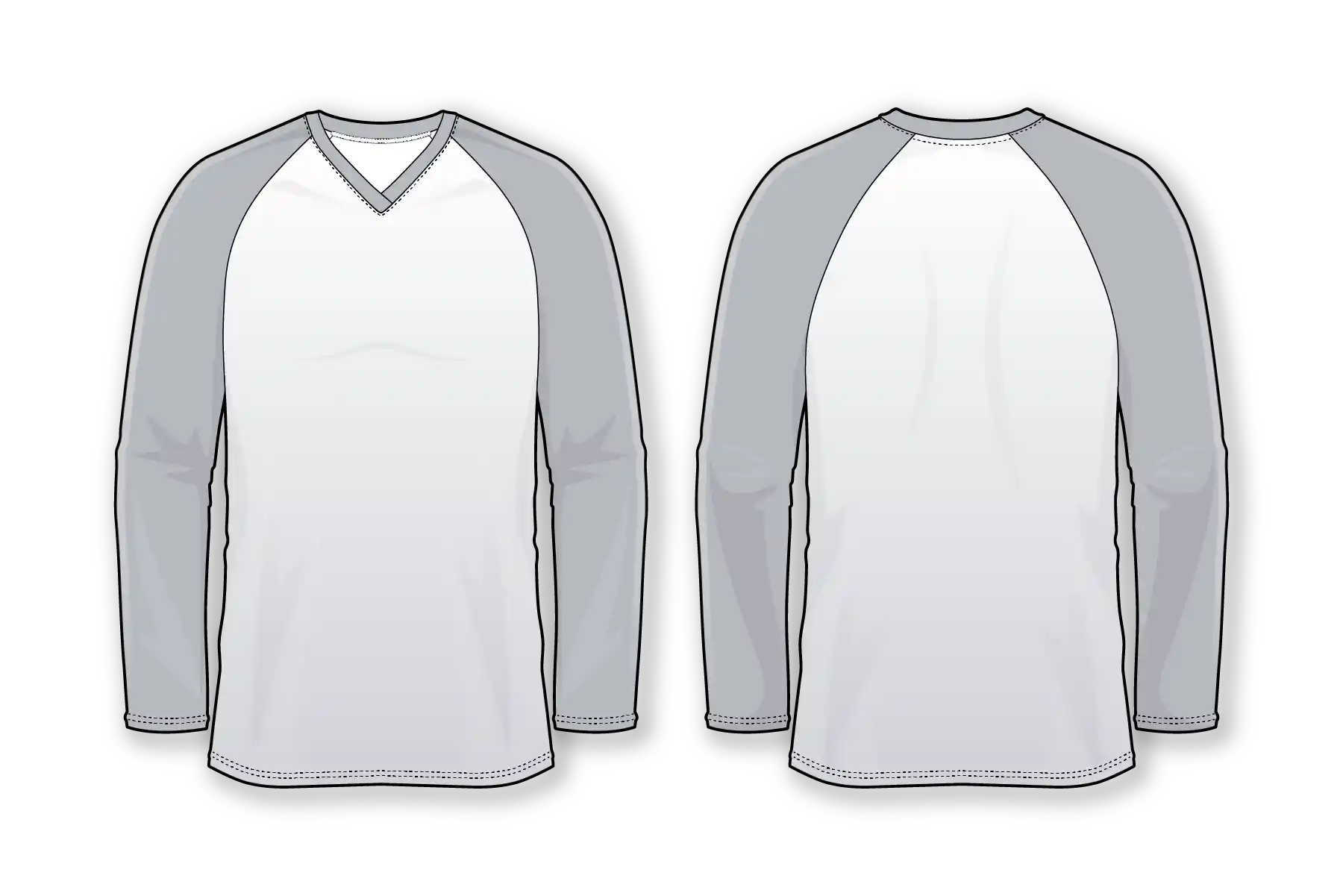 Raglan Long Sleeve Overlap V-Neck Jersey, Athletic Apparel for Adults and Youth, Customized Shirt Design and Printing.
