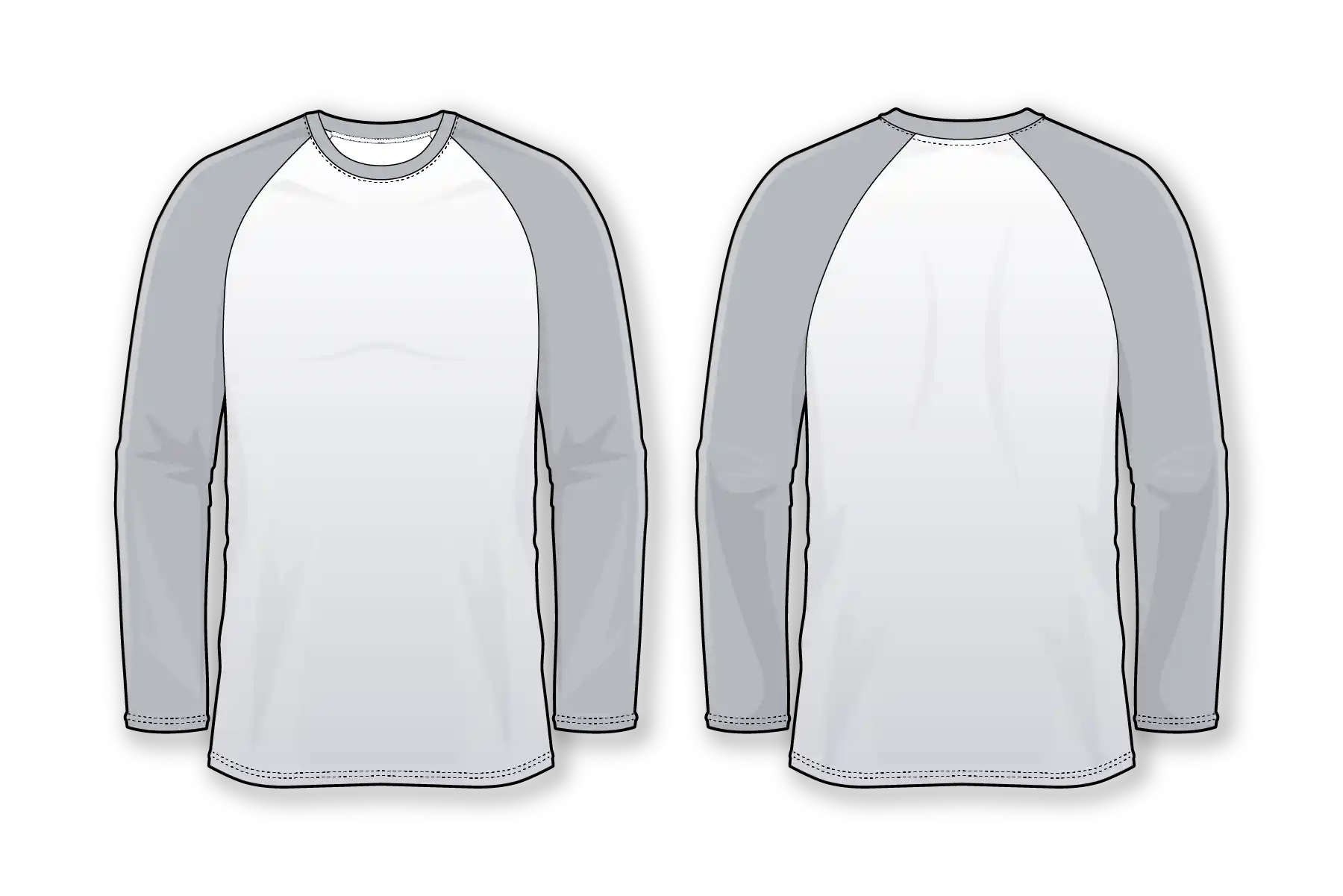 Raglan Long Sleeve Crew Neck Jersey, Athletic Apparel for Adults and Youth, Customized Shirt Design and Printing.