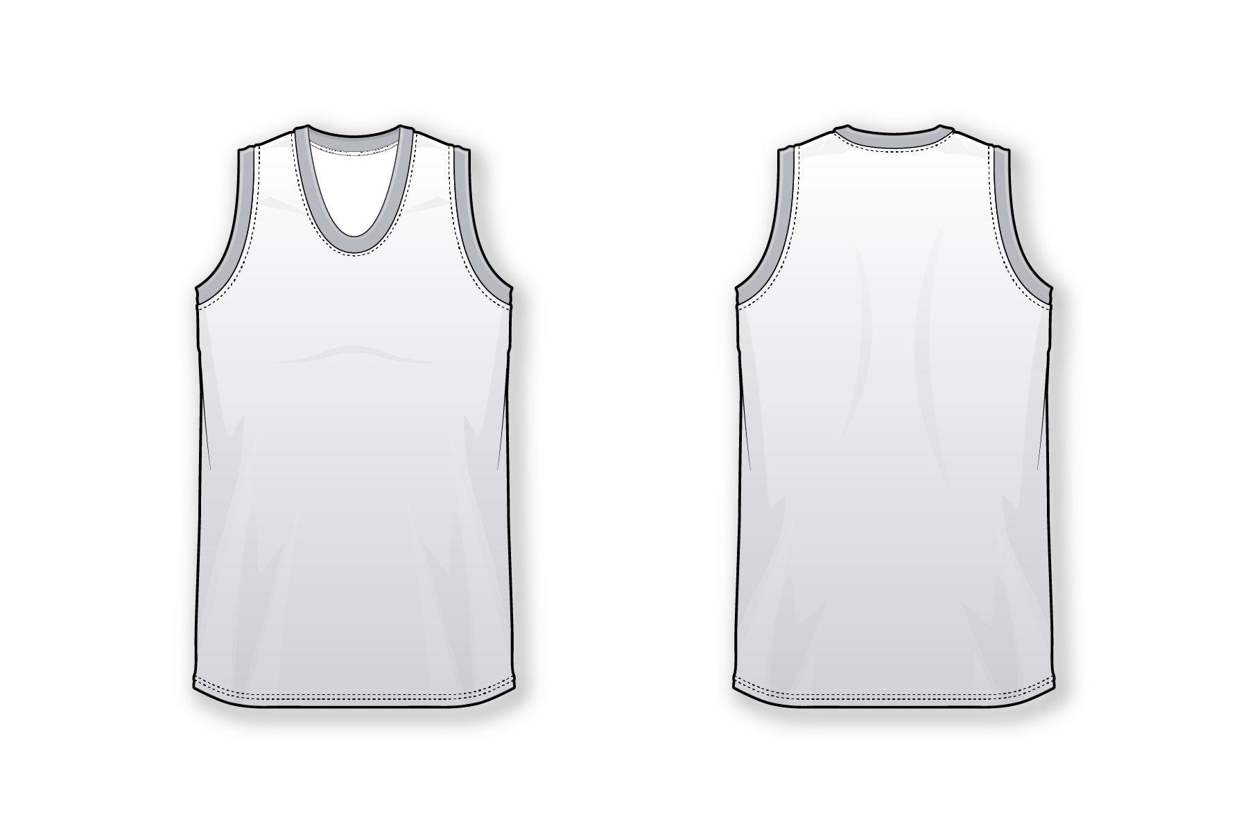 Men's basketball tank with banded round neck. Sublimation printing on custom-designed shirts.